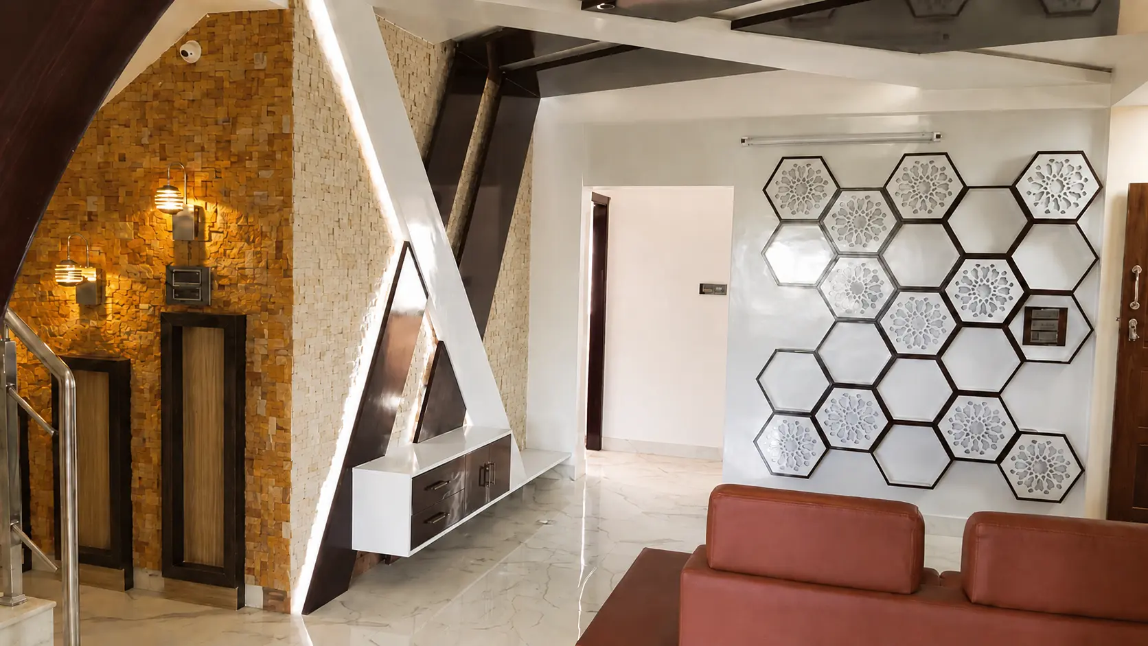 Completed duplex living hall interior work by ADC